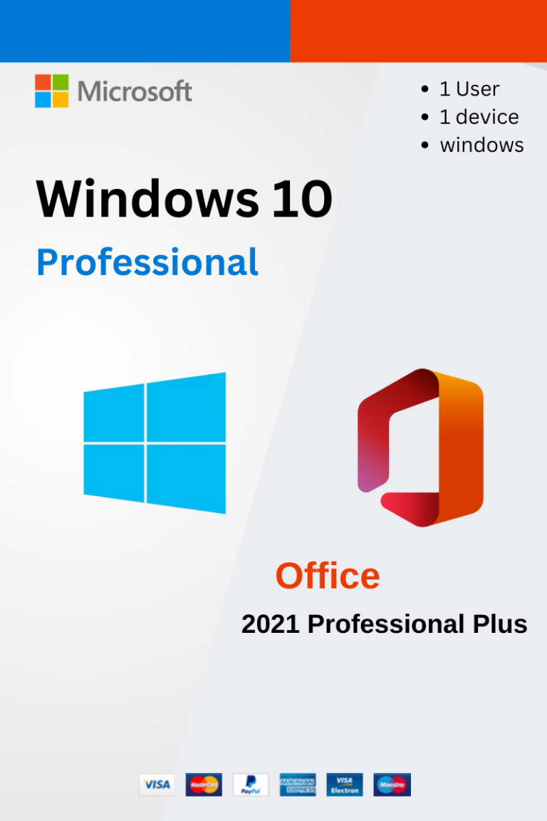 windows 10 pro + office 2021 pro plus license for 3 pc